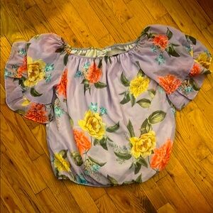 Floral Off-Shoulder Top - Lilac